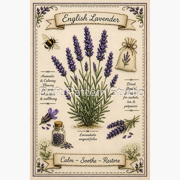 English Lavender Calm Soothe Restore design by Drift Pattern Studio
