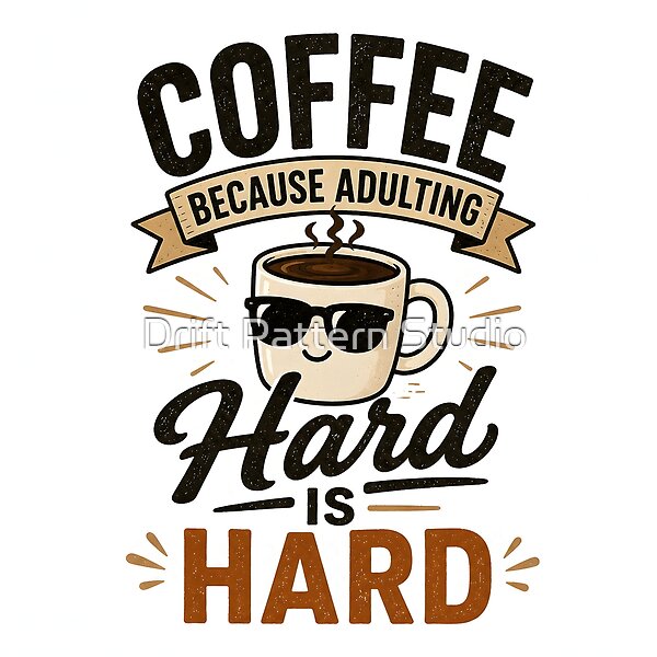 Coffee Because Adulting Is Hard design by Drift Pattern Studio