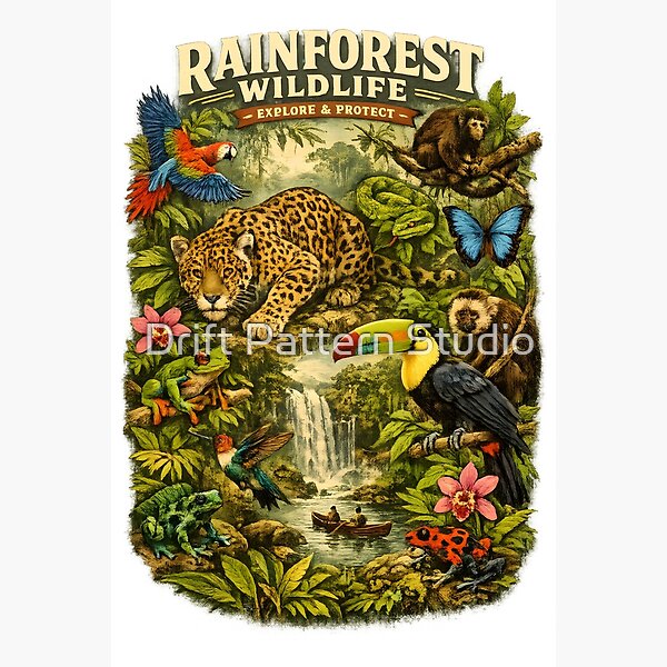 Rainforest Wildlife Conservation Poster design by Drift Pattern Studio
