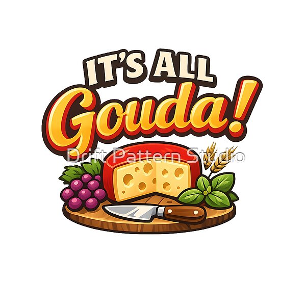 It's All Gouda Cheese Board Pun design by Drift Pattern Studio
