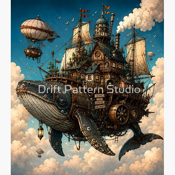Flying Whale House Steampunk Airship design by Drift Pattern Studio