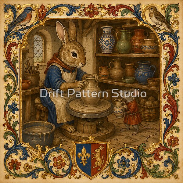 The Rabbit Potter’s Medieval Workshop design by Drift Pattern Studio