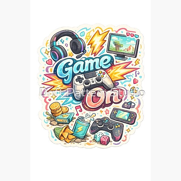 Game On Retro Gaming Collage Sticker design by Drift Pattern Studio