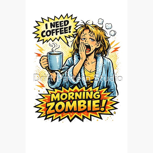 I Need Coffee Morning Zombie Comic from the Puns & Quotes collection