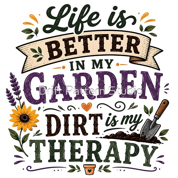 Garden Dirt Therapy Quote Design design by Drift Pattern Studio