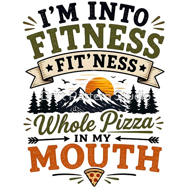 Fitness Whole Pizza Mouth Pun design by Drift Pattern Studio