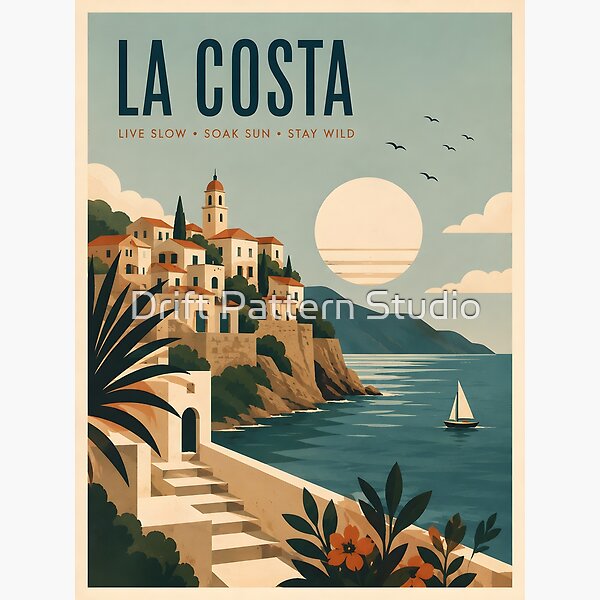 Mediterranean travel poster design by Drift Pattern Studio