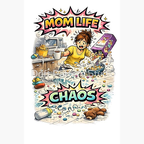 Mom Life Chaos Kitchen Scene design by Drift Pattern Studio
