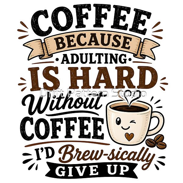 Coffee Adulting Brew-sically Give Up design by Drift Pattern Studio