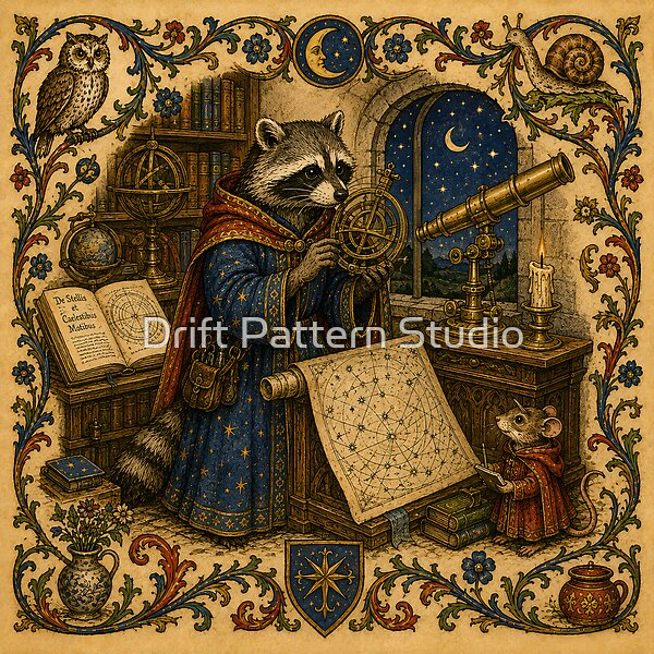 Raccoon Astronomer’s Midnight Observatory design by Drift Pattern Studio