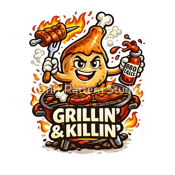 Grillin And Killin BBQ Mascot design by Drift Pattern Studio