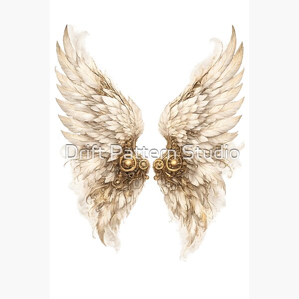 Golden Ornate Feathered Angel Wings design by Drift Pattern Studio