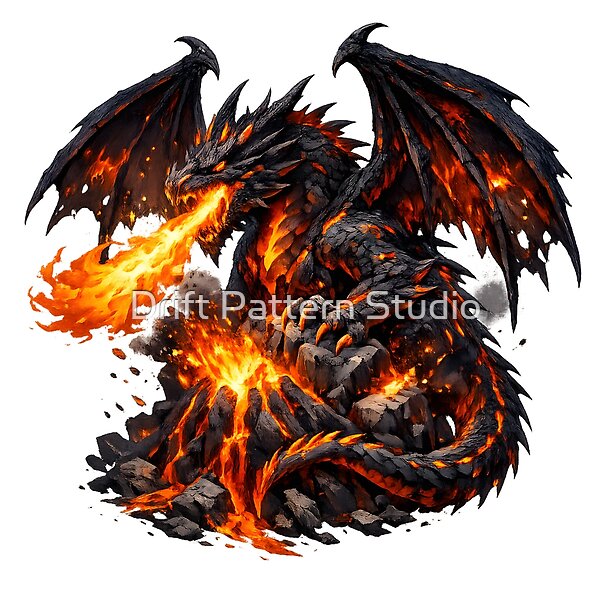 Molten Lava Dragon Breathing Fire design by Drift Pattern Studio
