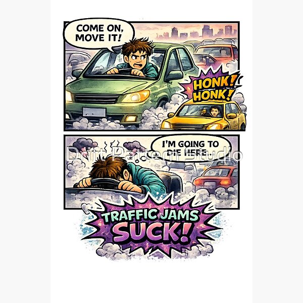 Traffic Jams Suck Comic Strip design by Drift Pattern Studio