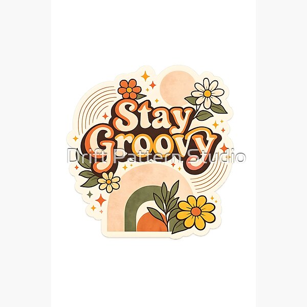 Stay Groovy Retro Floral Design design by Drift Pattern Studio
