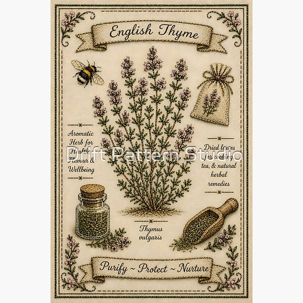 English Thyme Purify Protect Nurture design by Drift Pattern Studio