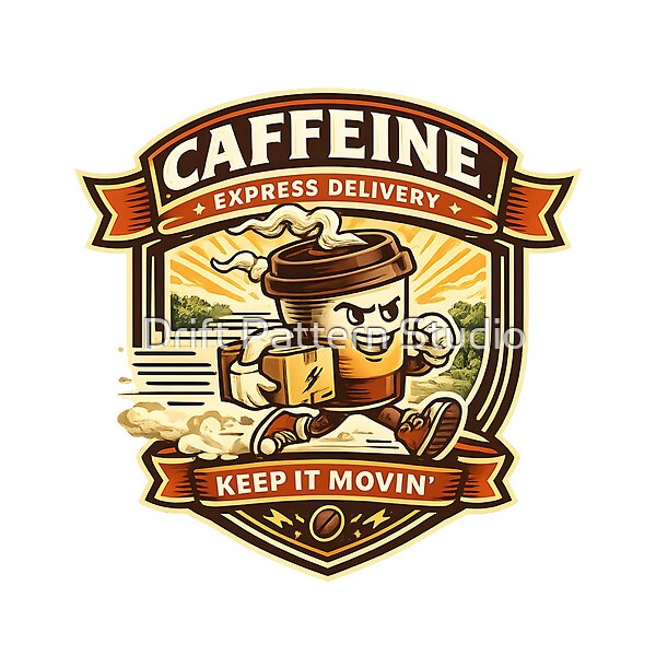 Caffeine Express Delivery Mascot from the Puns & Quotes collection