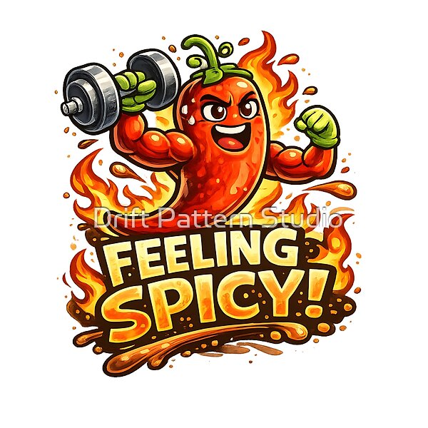 Feeling Spicy Muscular Chili Pepper Illustration design by Drift Pattern Studio