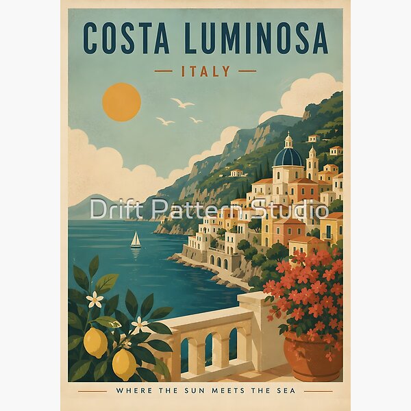 Costa Luminosa Italy Coastal Poster design by Drift Pattern Studio