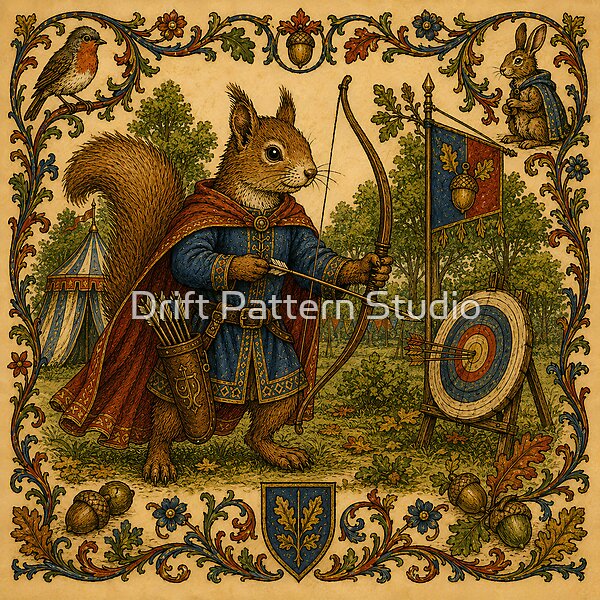 Squirrel Archer of the Oakwood Tournament design by Drift Pattern Studio