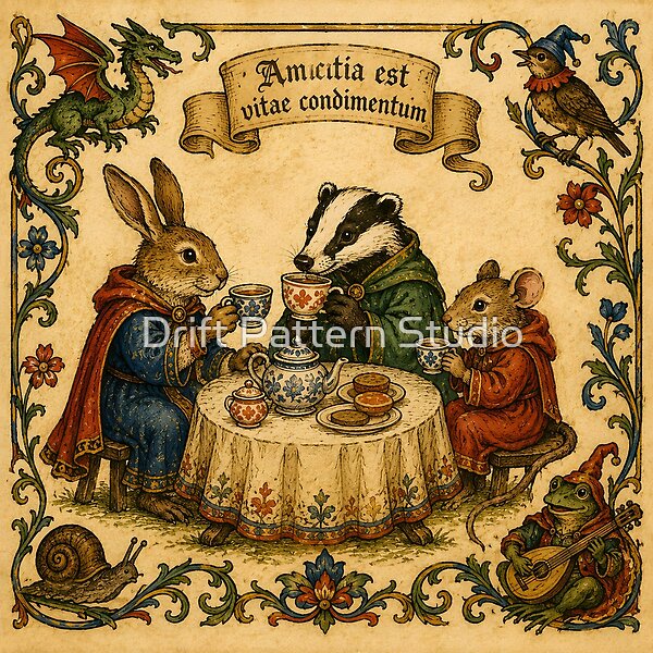 Medieval Woodland Animals Tea Party design by Drift Pattern Studio