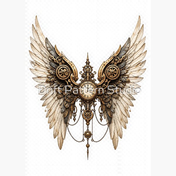 Steampunk Clockwork Angel Wings design by Drift Pattern Studio