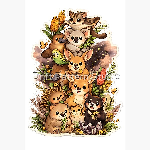 Cute Australian Animals Stack design by Drift Pattern Studio