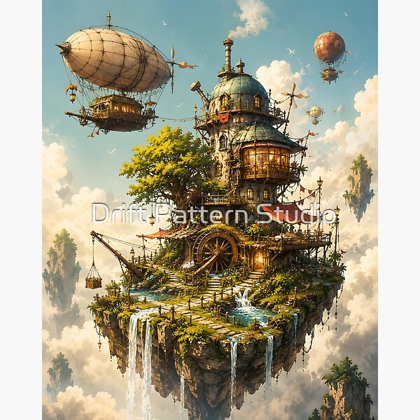 Floating Island Treehouse With Airships design by Drift Pattern Studio