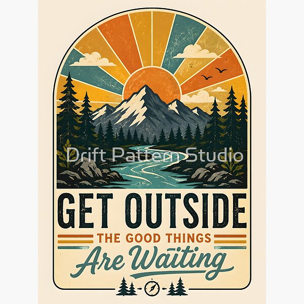 Get Outside Retro Mountain Badge from the Travel & Wild Places collection