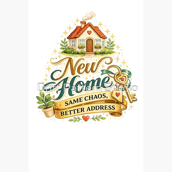 New Home, Same Chaos — Funny Housewarming Design design by Drift Pattern Studio