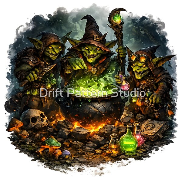 Goblin Witches Brewing Cauldron design by Drift Pattern Studio