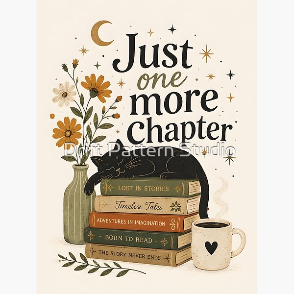 Just One More Chapter Book Cat design by Drift Pattern Studio