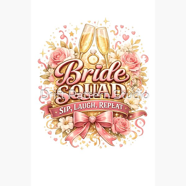 Bride Squad — Sip, Laugh, Repeat design by Drift Pattern Studio