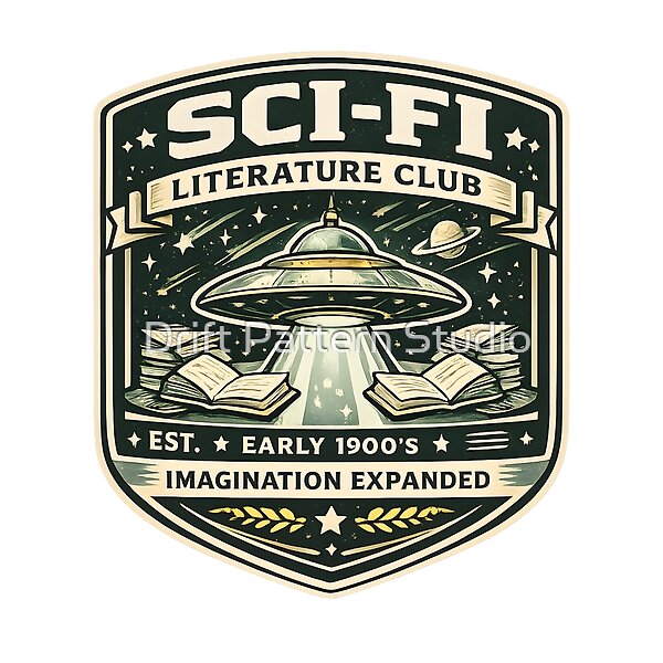 Sci-Fi Literature Club Vintage Badge design by Drift Pattern Studio