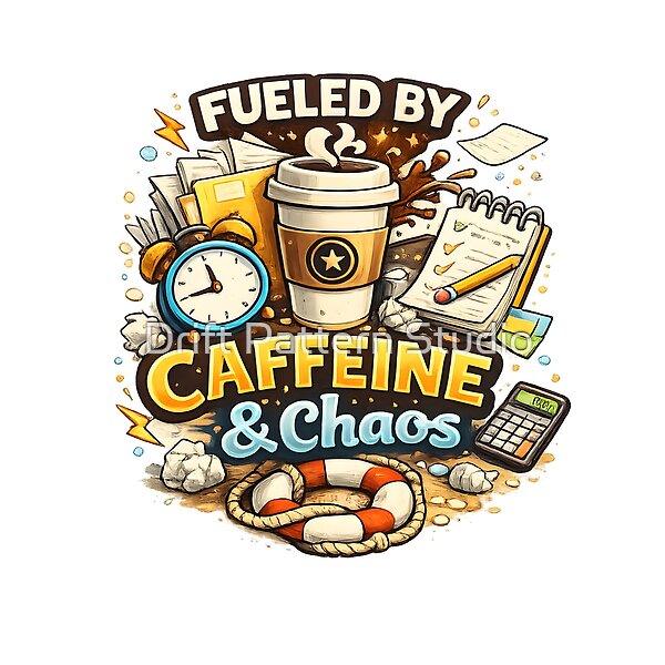 Fueled by Caffeine and Chaos Office Humour Design from the Puns & Quotes collection