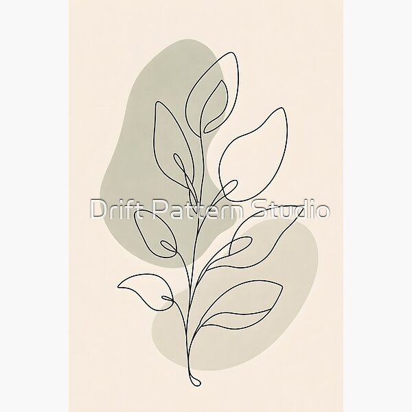 Minimalist Leaf Branch Line Art design by Drift Pattern Studio