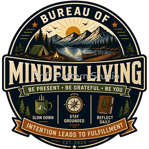 Bureau of Mindful Living Badge design by Drift Pattern Studio