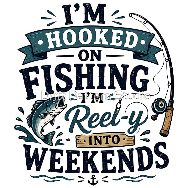 Hooked on Fishing Reel-y Weekends — retro character mascot illustration by Drift Pattern Studio