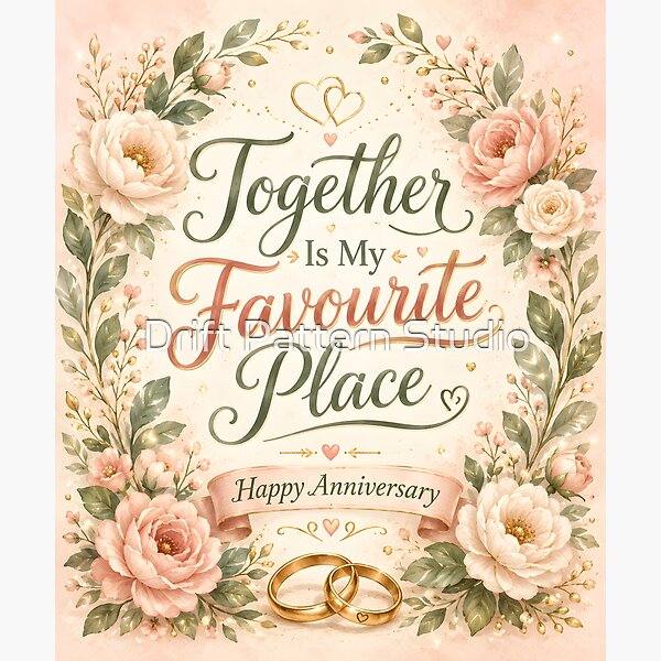Together Is My Favourite Place — Anniversary Floral Design design by Drift Pattern Studio