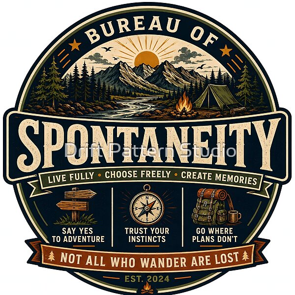 Bureau of Spontaneity Adventure Badge design by Drift Pattern Studio