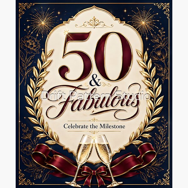 50 and Fabulous — Elegant 50th Birthday Celebration design by Drift Pattern Studio