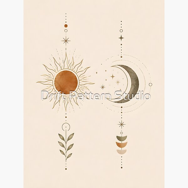 Boho Sun Moon Celestial Duo design by Drift Pattern Studio
