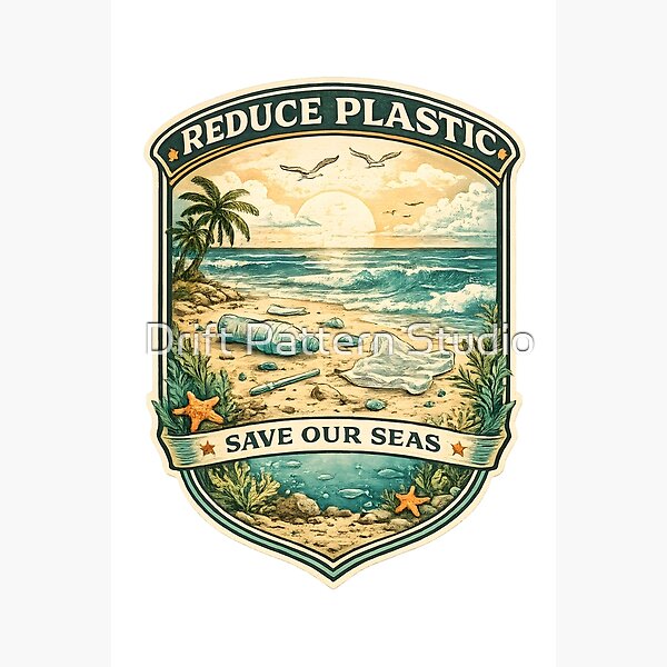 Reduce Plastic Save Our Seas Ocean Conservation Badge from the Creatures & Conservation collection
