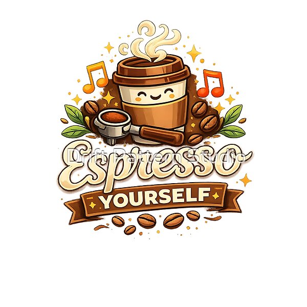 Espresso Yourself Coffee Cup Design design by Drift Pattern Studio