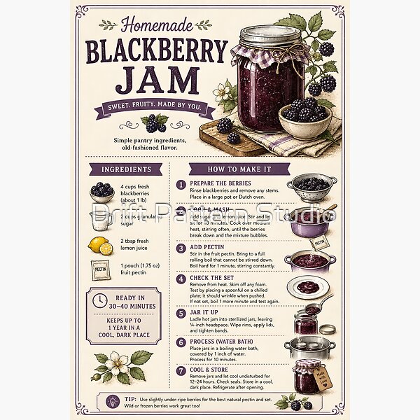 Homemade Blackberry Jam Recipe Guide from the Homemade Kitchen Charts collection