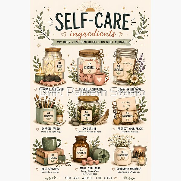 Self Care Ingredients Illustrated Jar Chart design by Drift Pattern Studio