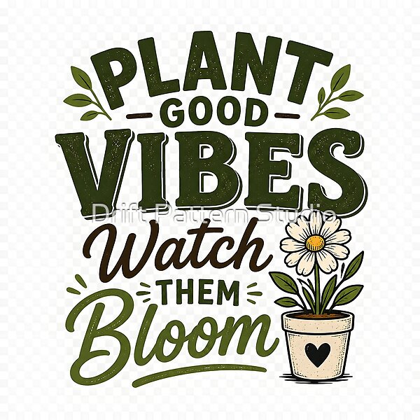 Plant Good Vibes Daisy Typography design by Drift Pattern Studio