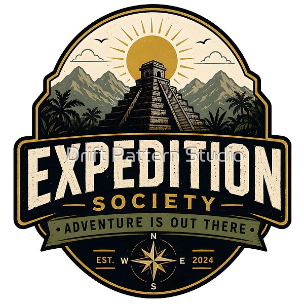 Expedition Society Jungle Temple Badge design by Drift Pattern Studio