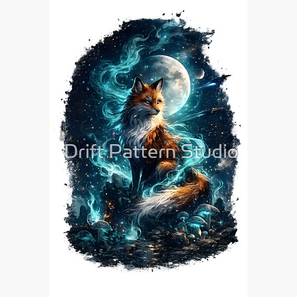 Mystical Fox Moonlit Night Spirit — dark fantasy and mythology artwork by Drift Pattern Studio