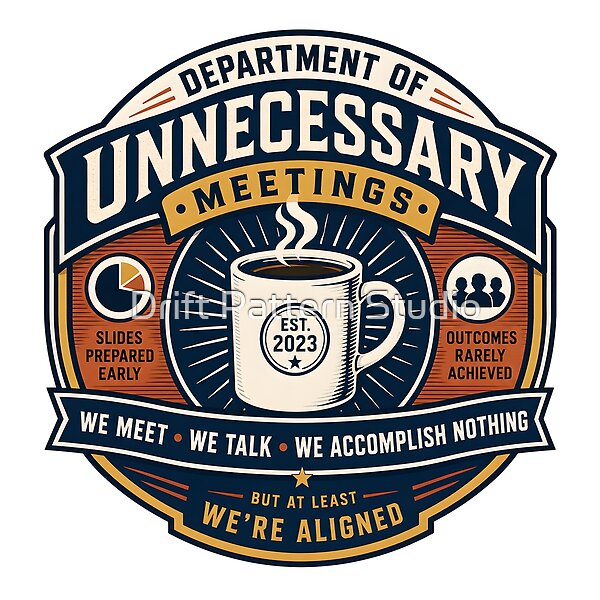 Department of Unnecessary Meetings Badge design by Drift Pattern Studio